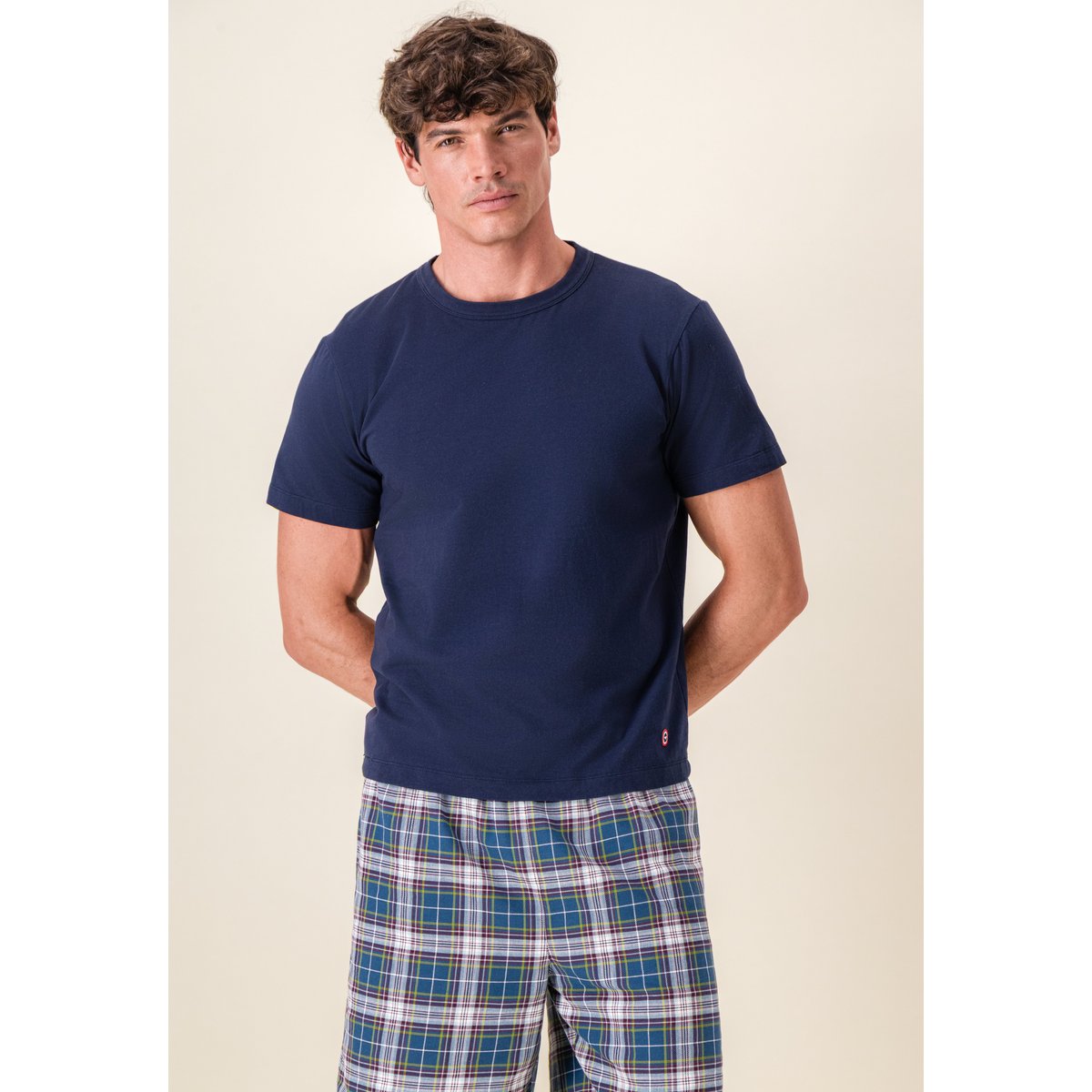 Ensemble pyjama haut et short en coton FORMIDABLEJACOB marine tartan canard, LE SLIP FRANCAIS