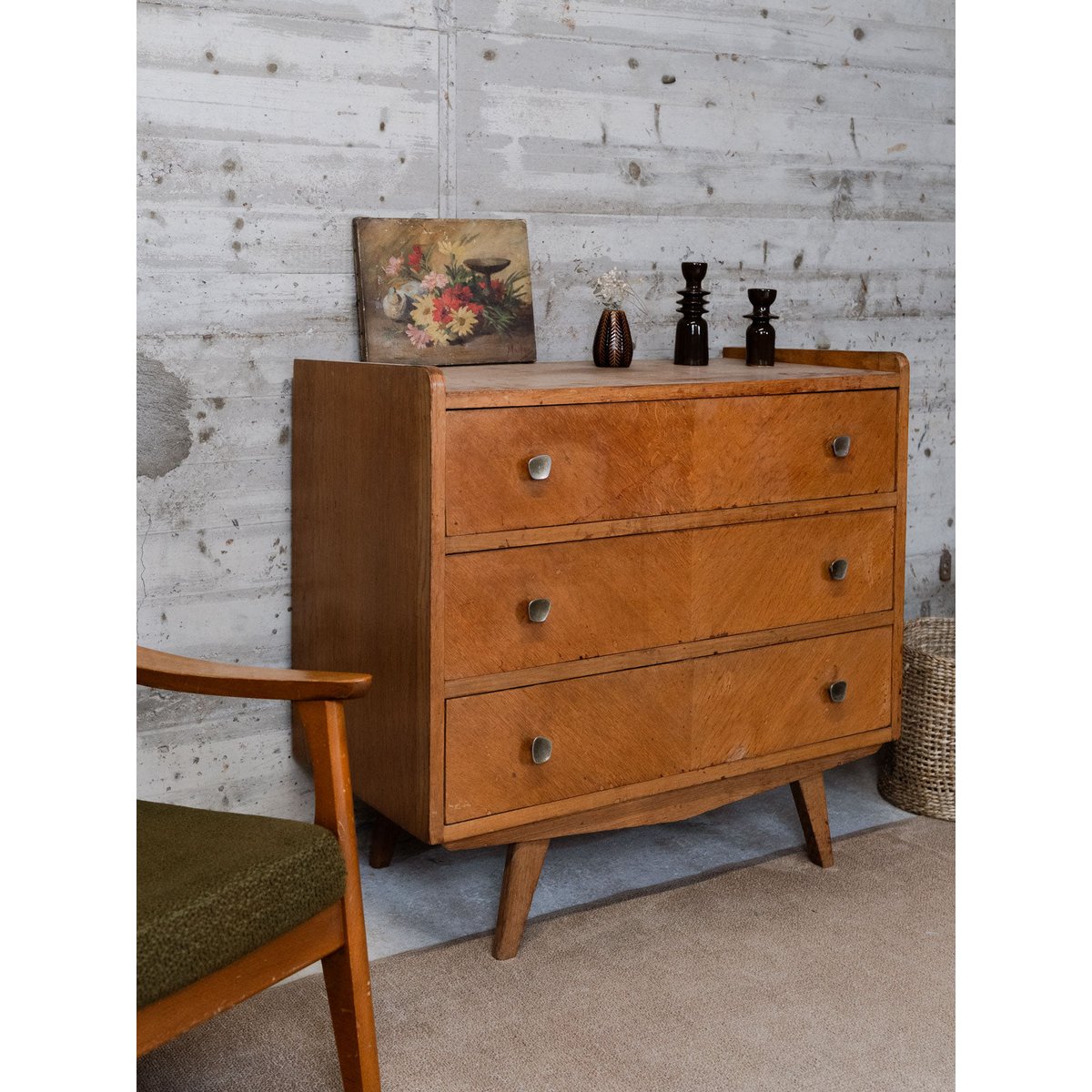 Commode en bois Olga N°458 - Bon état bois clair, DEBONGOUT