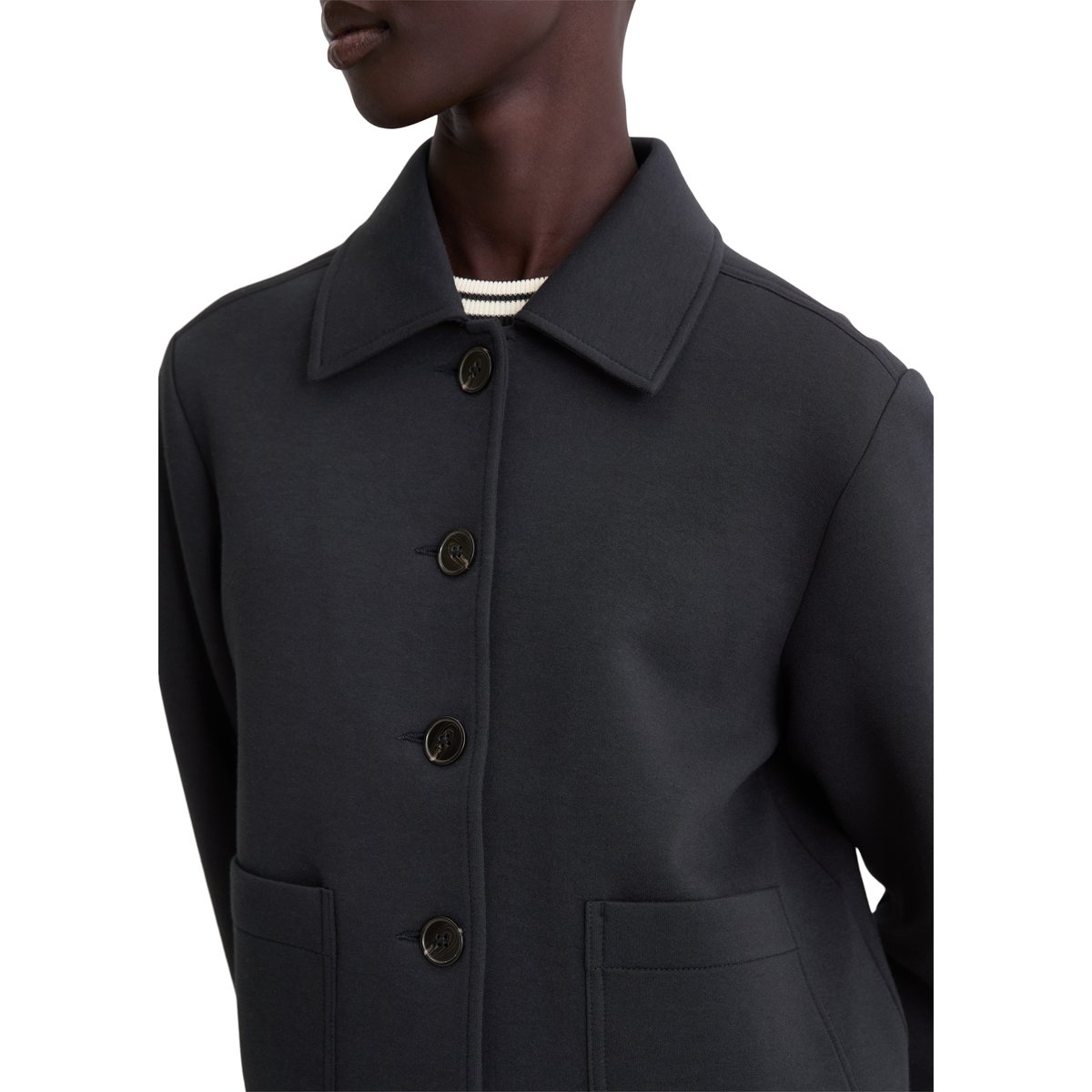 Veste en jersey régulière en mélange de coton organique bleu foncé, MARC O'POLO