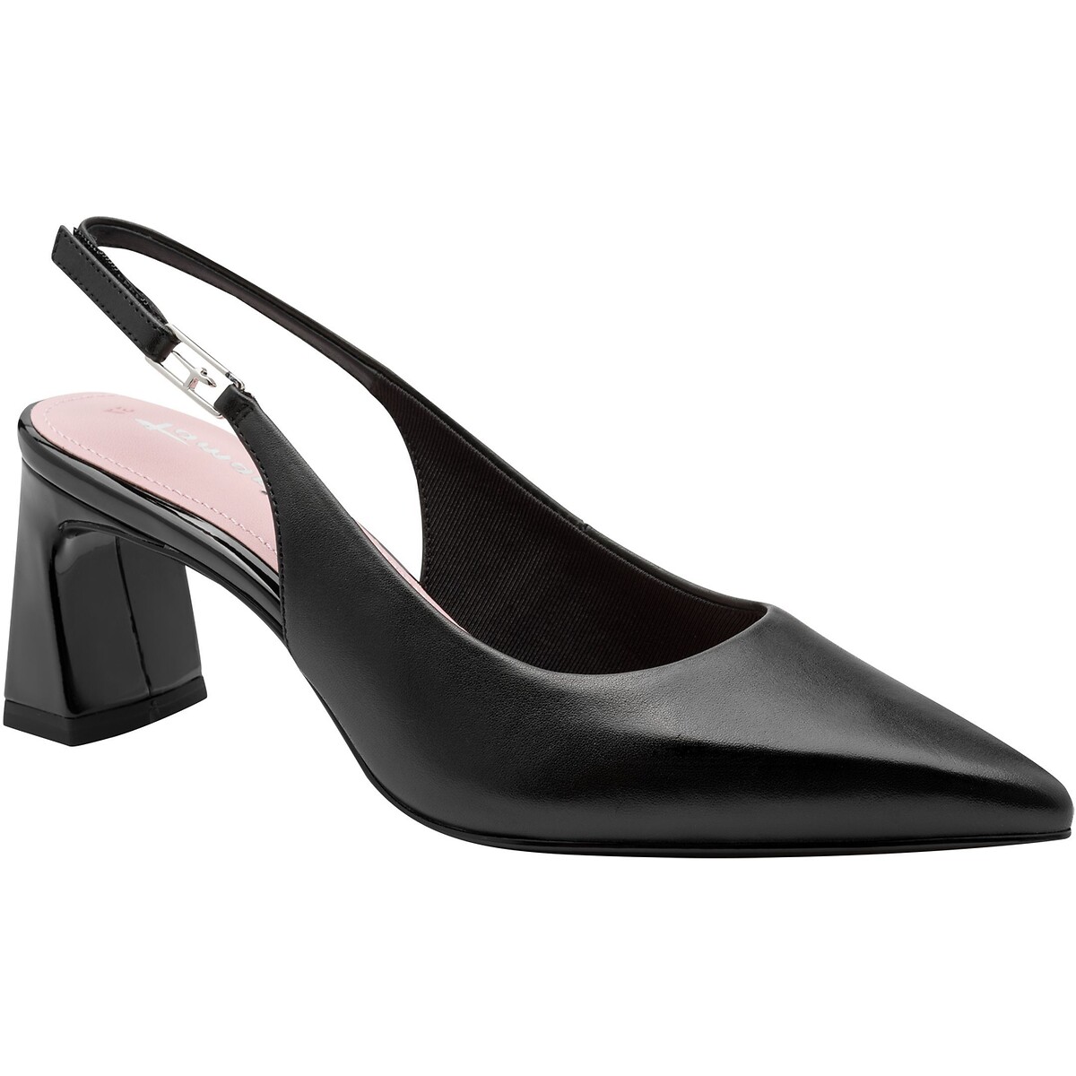 Escarpins pointus slingback en cuir noir, TAMARIS