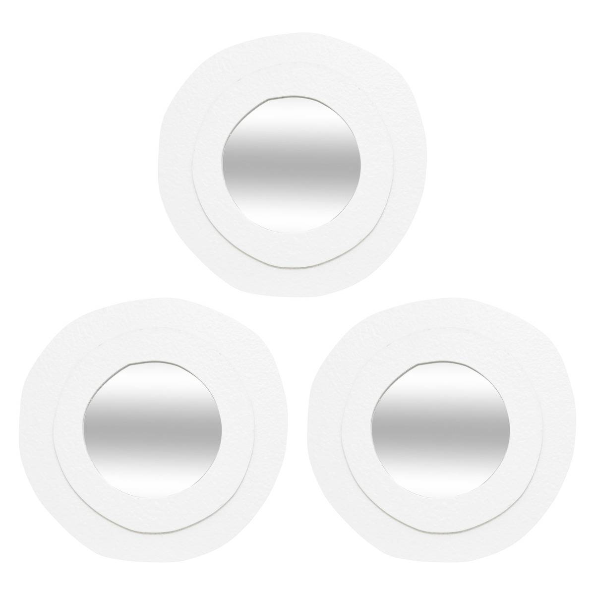Lot de 3 miroirs ronds en bois EMILY blanc, ATMOSPHERA