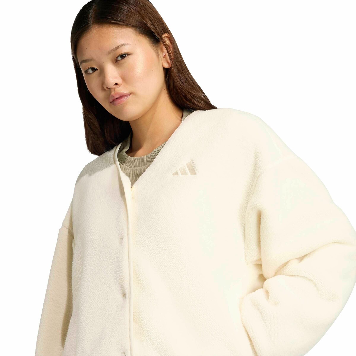 Veste boutonnée en sherpa ecru, ADIDAS SPORTSWEAR