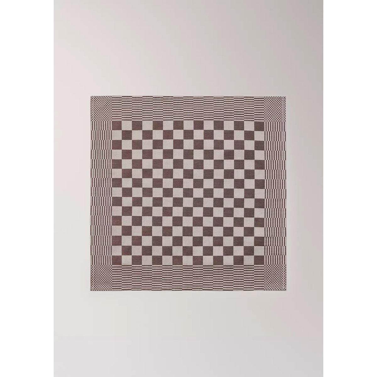 Lot de 2 serviettes de table en coton jacquard à carreaux marron, MANGO HOME