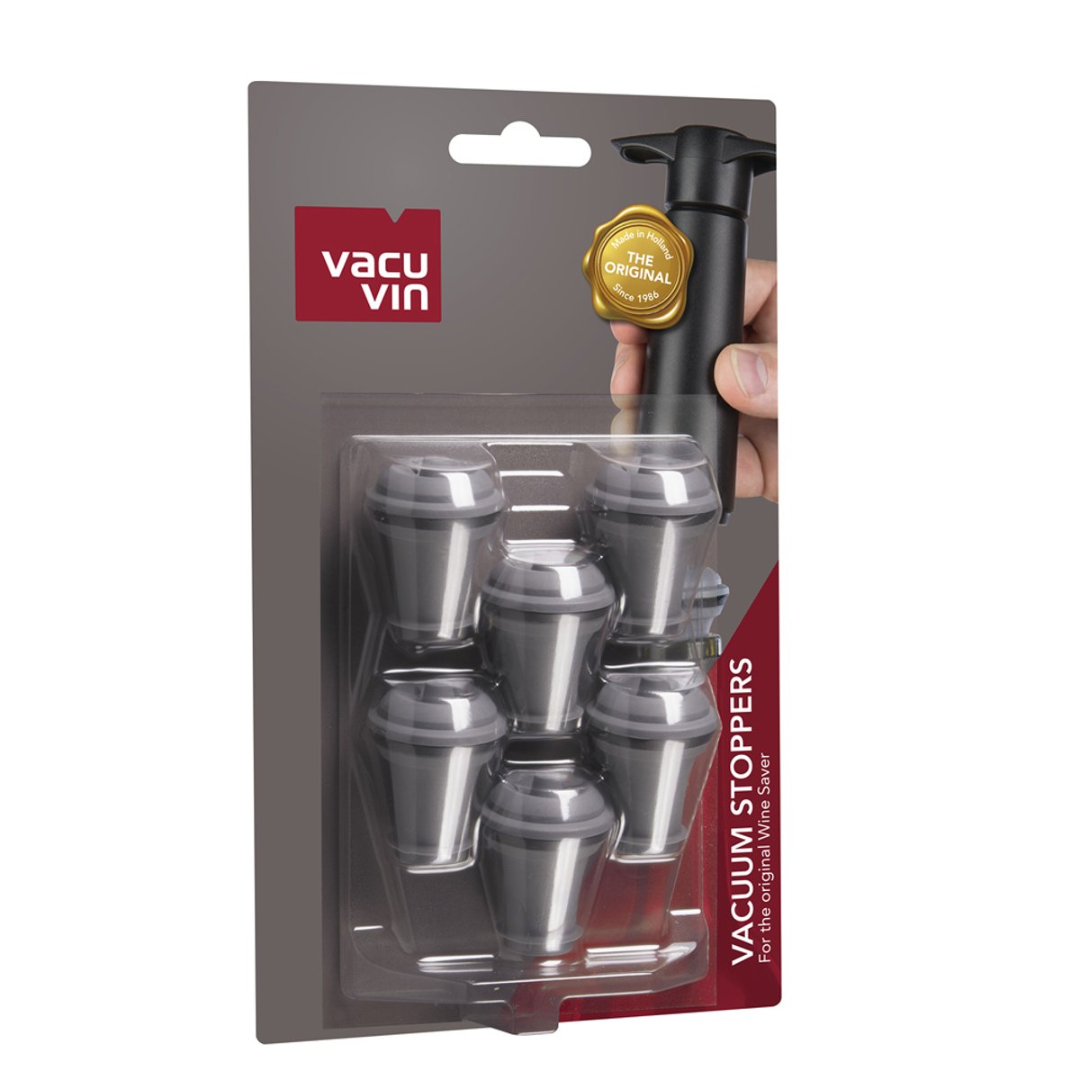Boîte de 6 bouchons à vin couleur unique, VACU-VIN