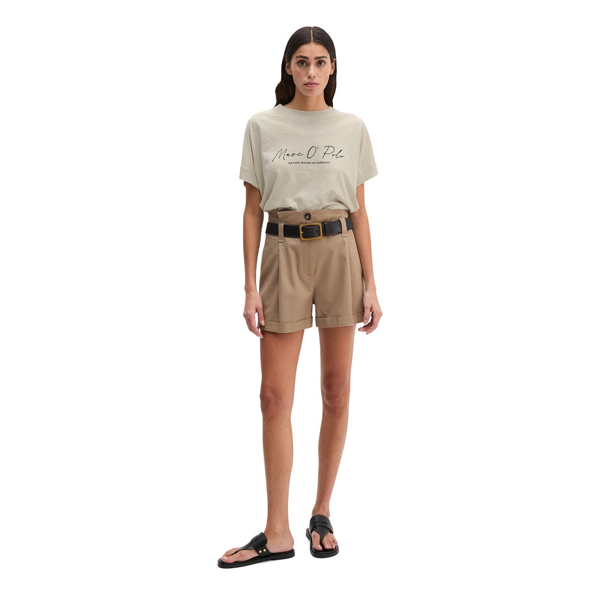 T-shirt loose avec manches coupées marron gris, MARC O'POLO