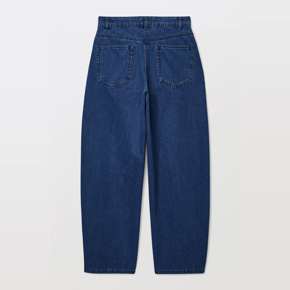 Jean barrel en coton, poches côtés bleu grise, MONOPRIX