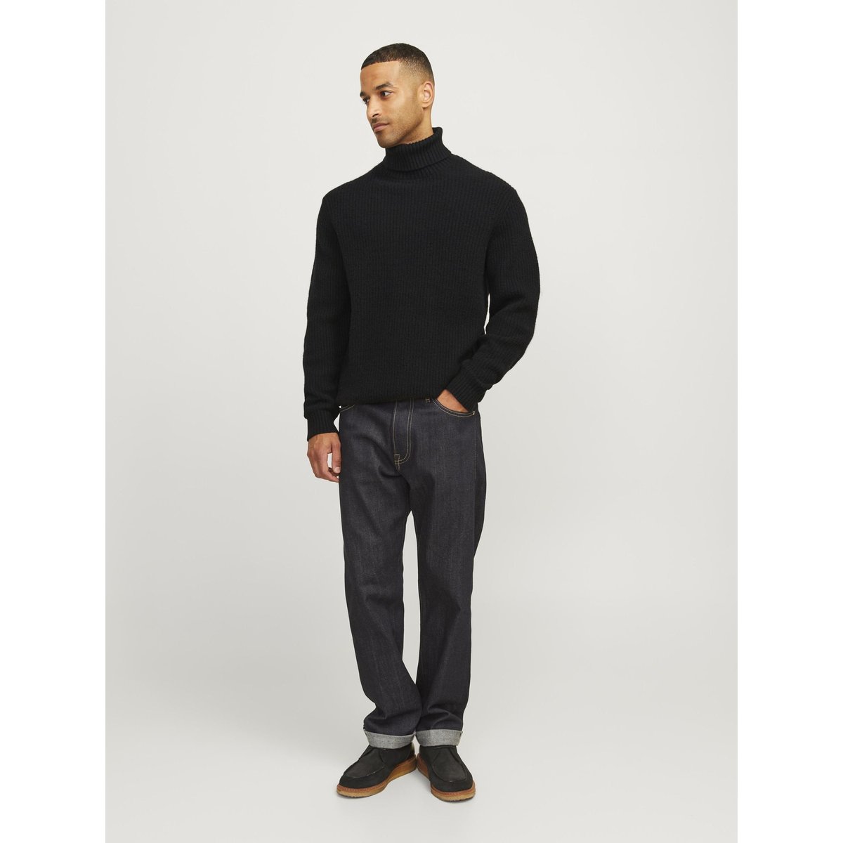 Col Roulé noire - black, JACK & JONES