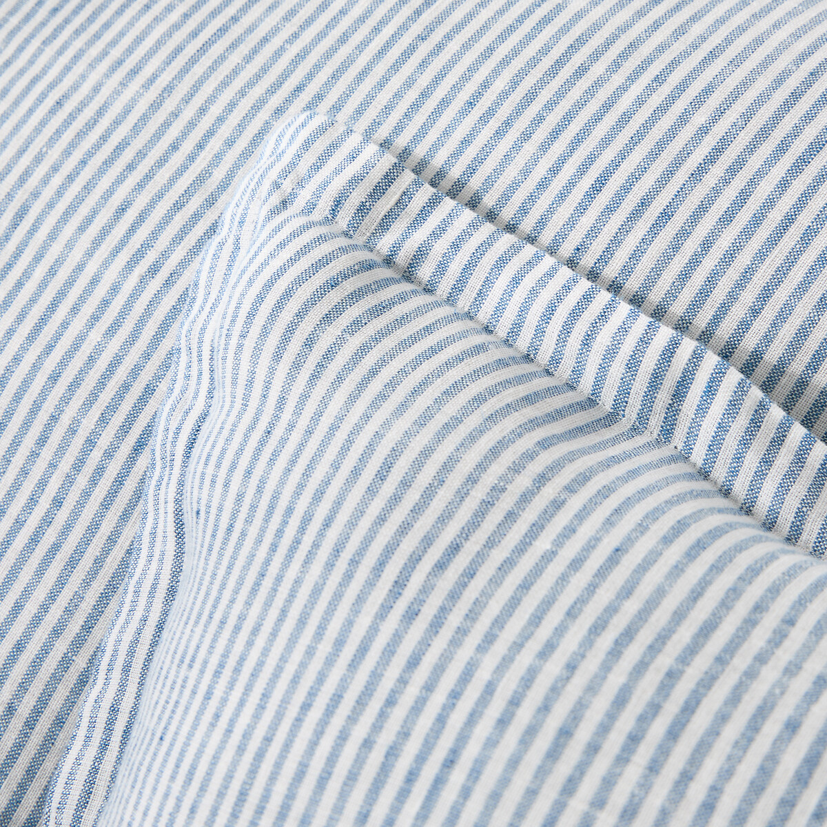 Taie d'oreiller en lin lavé, Limona bleu rayé bleu, LA REDOUTE INTERIEURS