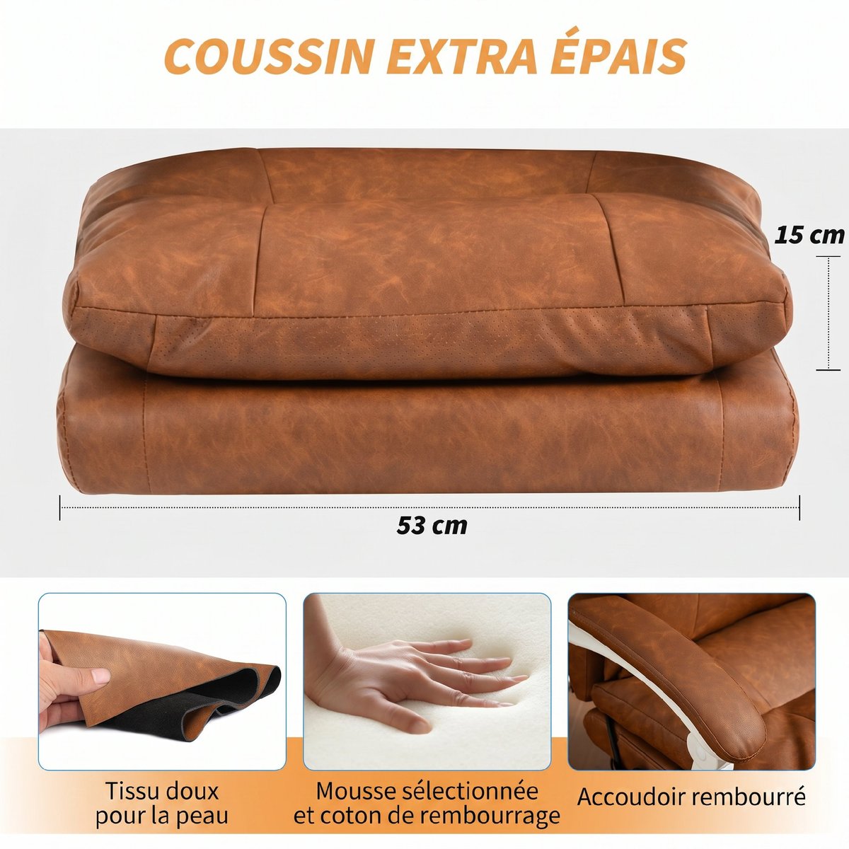 Chaise de bureau PU Marron marron, HOMCOM