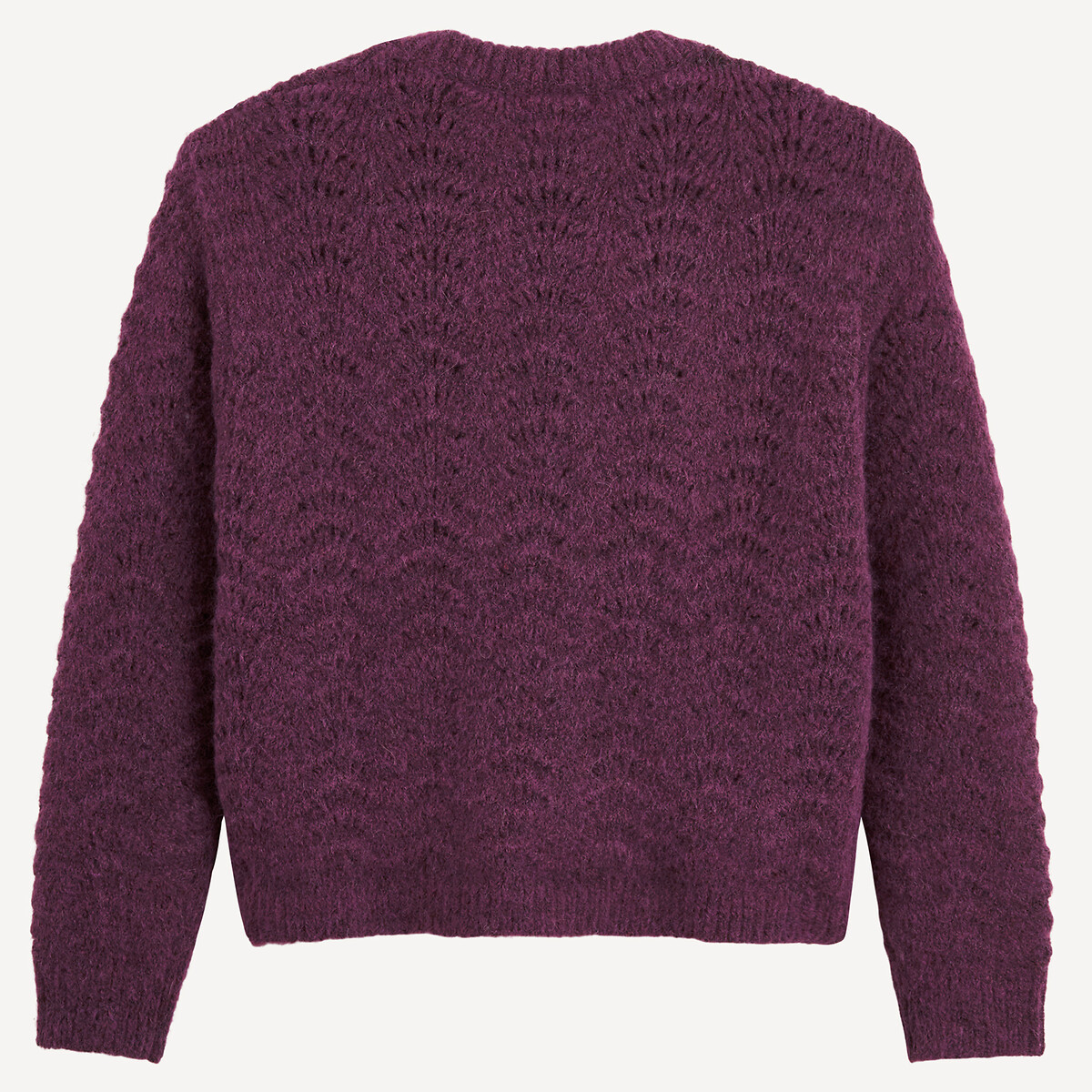 Chunky Knit Detailed Jumper with Crew Neck burgundy, LA REDOUTE COLLECTIONS