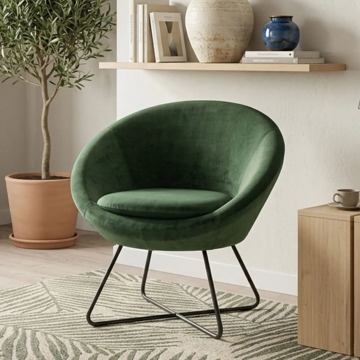 Fauteuil moderne en velours et métal - SCOTT vert, HELLIN, DEPUIS 1862