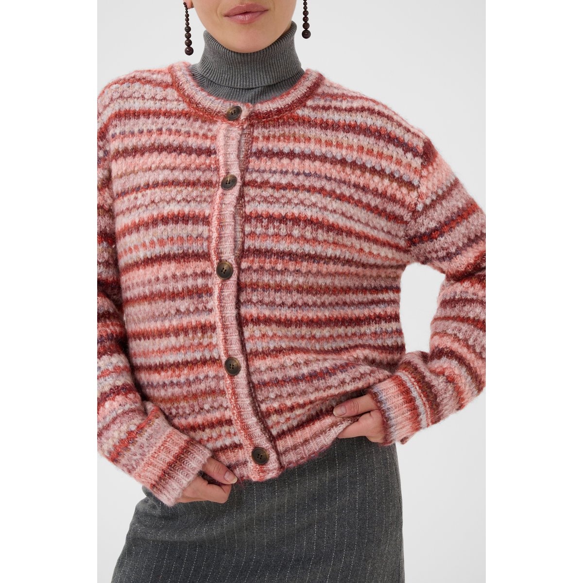Cardigan à tricot rouge red melange multi, CULTURE