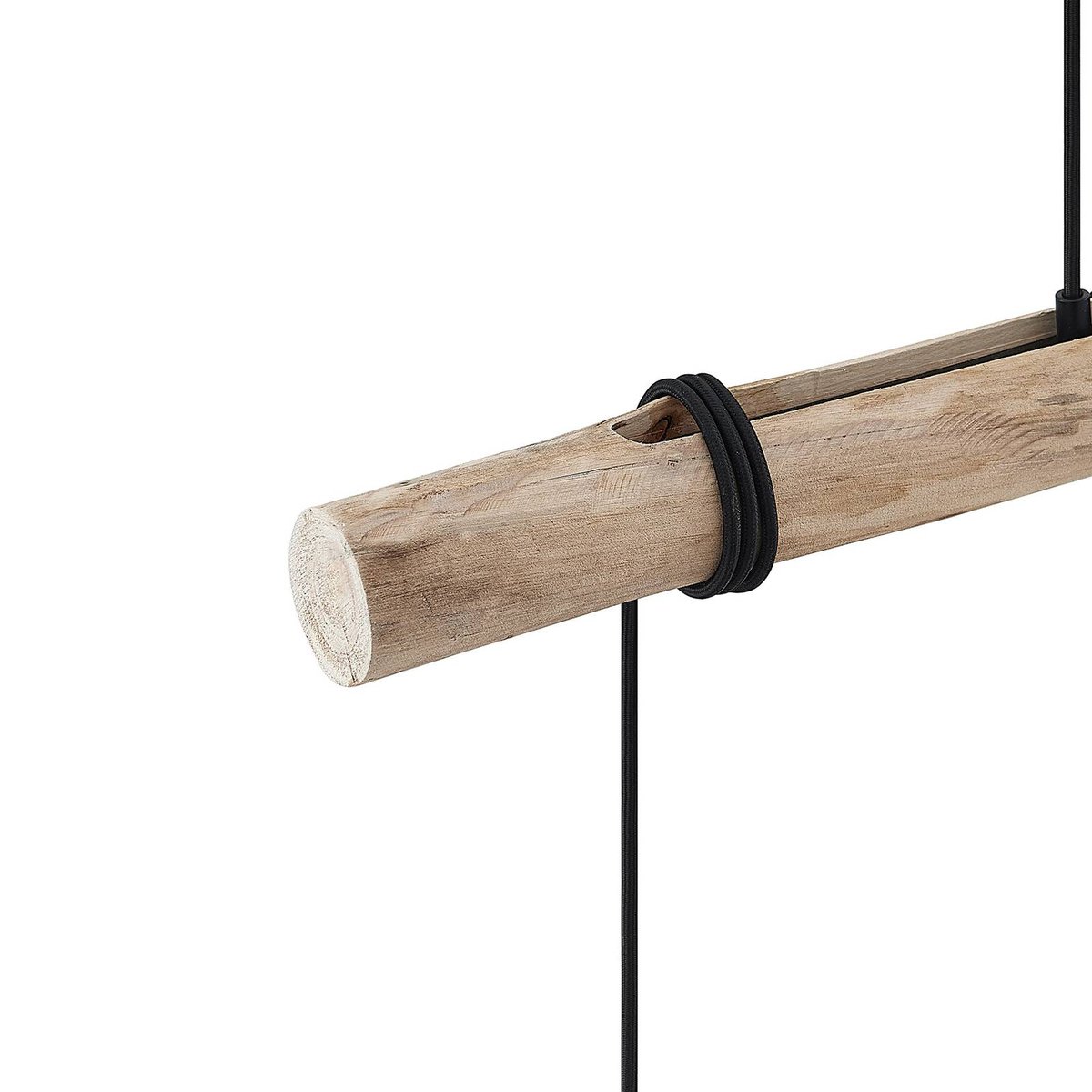 Suspension en métal vintage, Ferris bois clair, noir mat, LINDBY