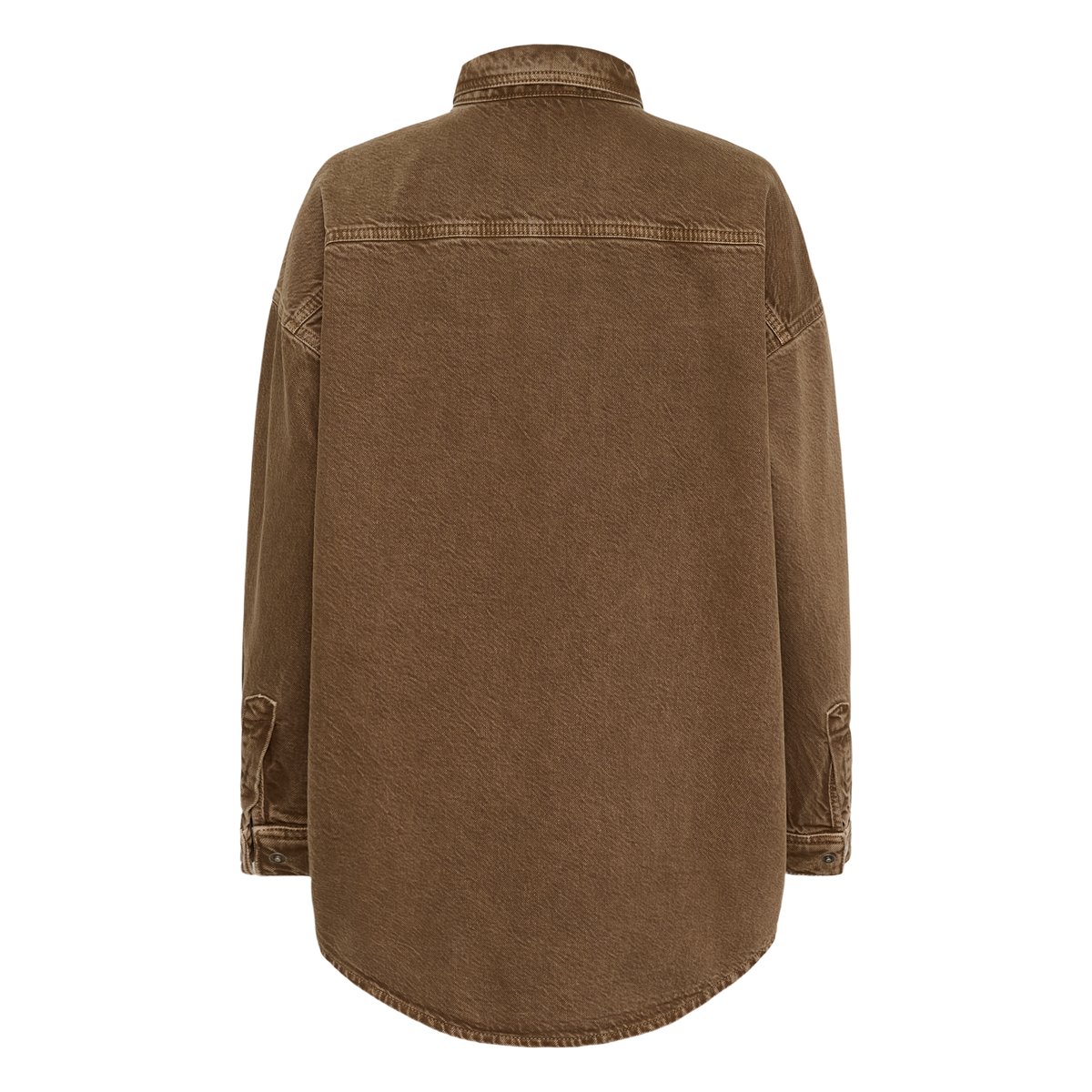 Chemise à manches longues marron tobacco brown washed, MY ESSENTIAL