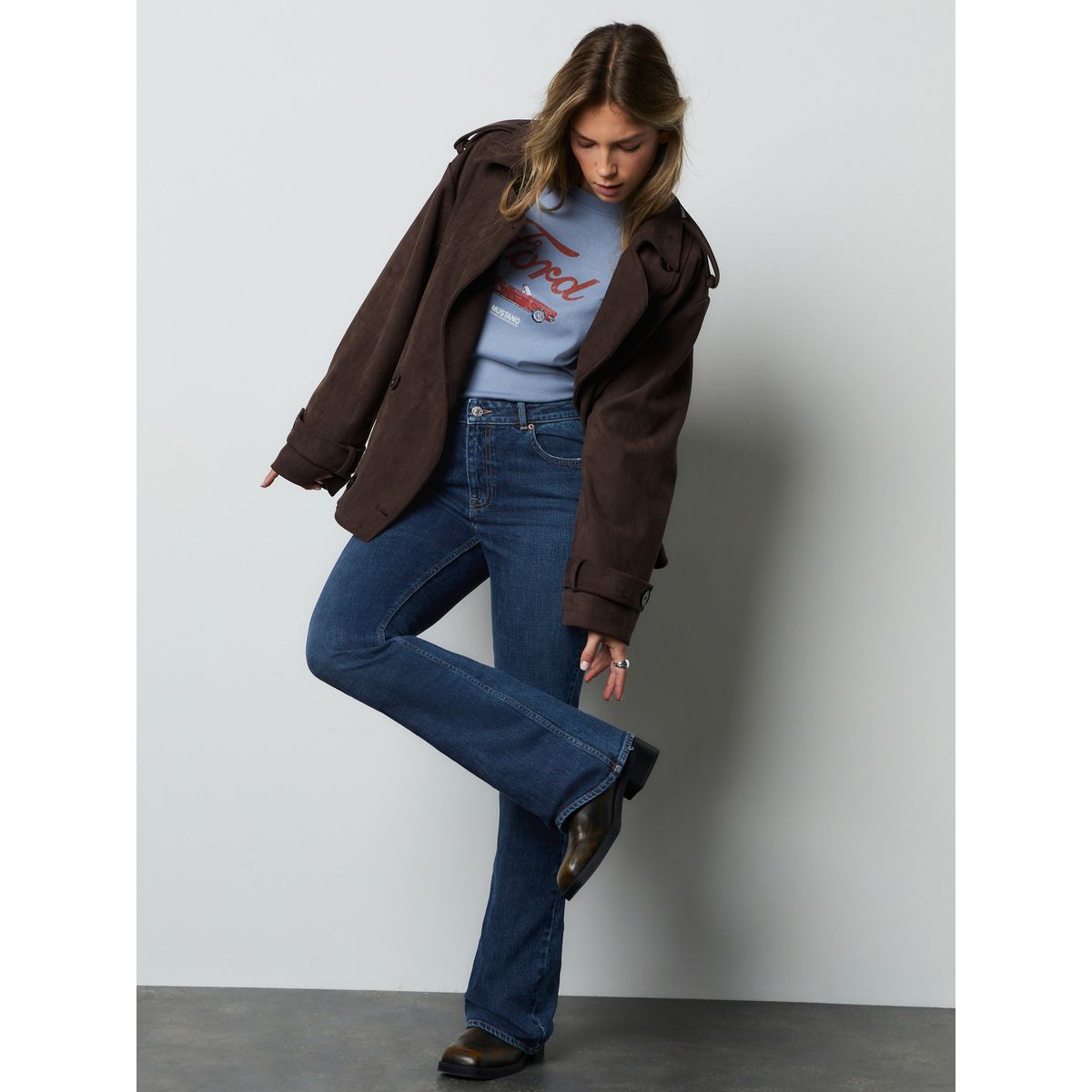 Jean bootcut authentique à taille mi-haute jean bleu foncé, NEXT