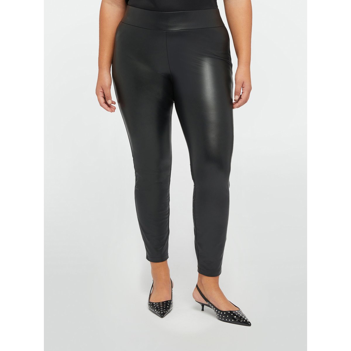 Legging en tissu brillant obtenu à partir de fibres recyclées noir, FIORELLA RUBINO