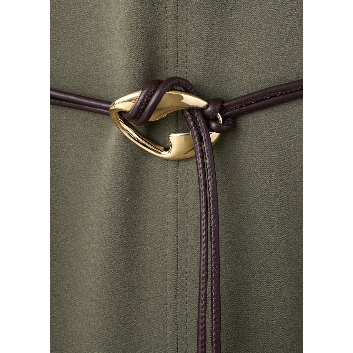 Veste à col montant avec ceinture marron, MANGO