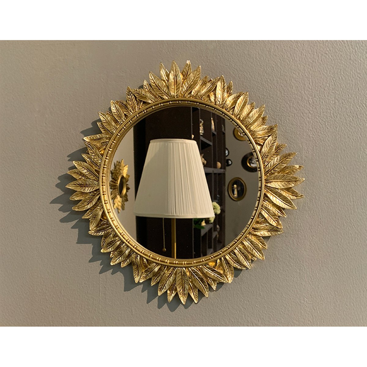 Miroir soleil feuilles 27.5cm or, EMDE