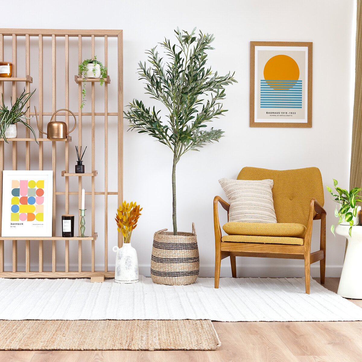 Jeni Textured Boucle Mid Century Armchair ochre, ÉDITÉ