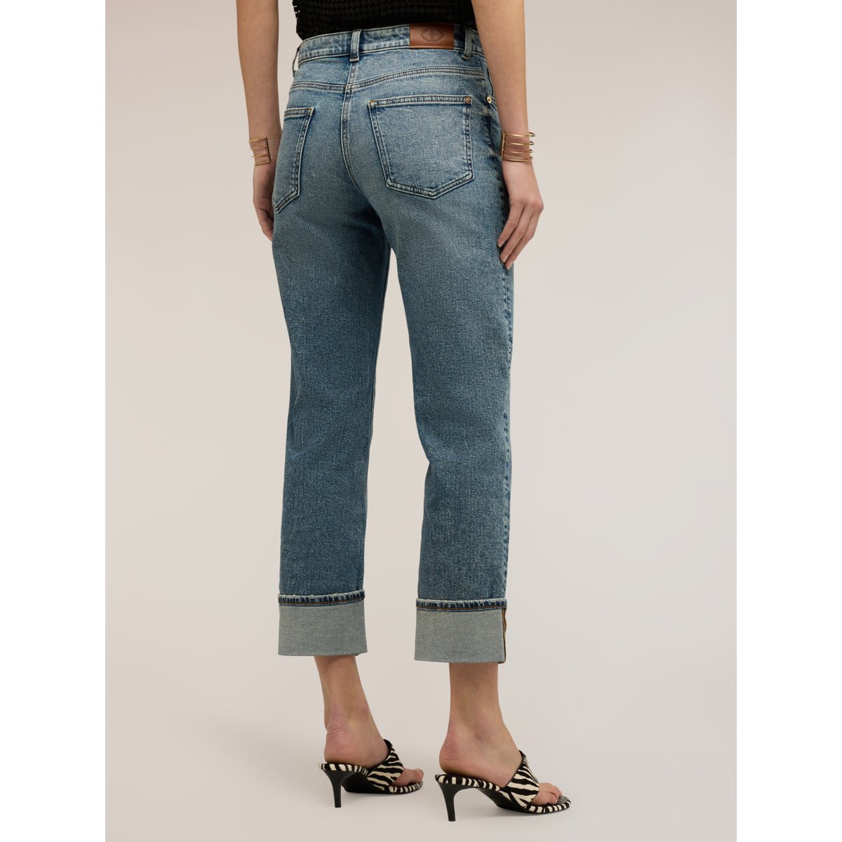 Jean regular avec ourlet replié bleu, MOTIVI