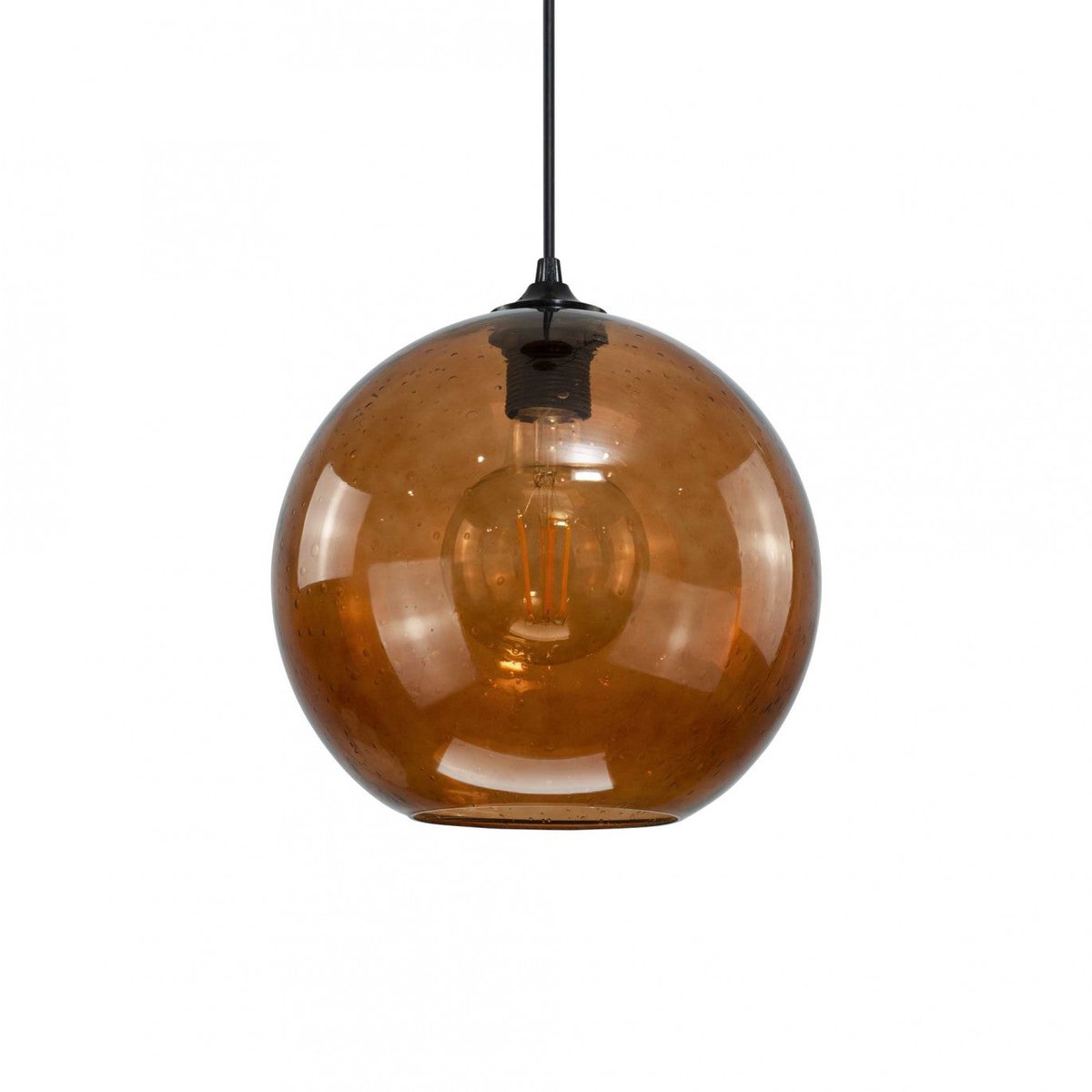 Suspension en verre bullé, BULINE marron, C-CREATION