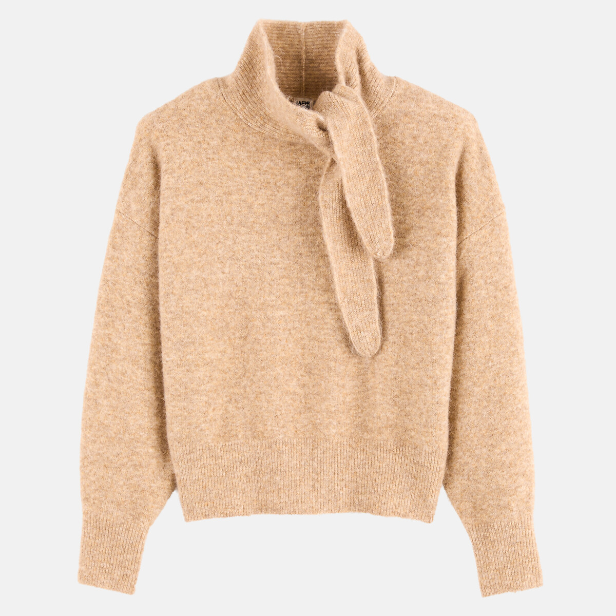 Camisola com cachecol para atar no pescoço bege, LA REDOUTE COLLECTIONS