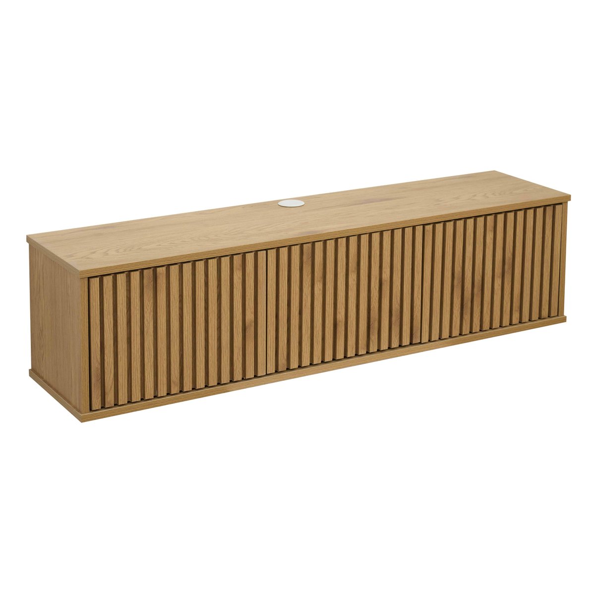 Meuble TV suspendu effet bois clair 120 cm style scandinave, IVY bois clair, OVIALA