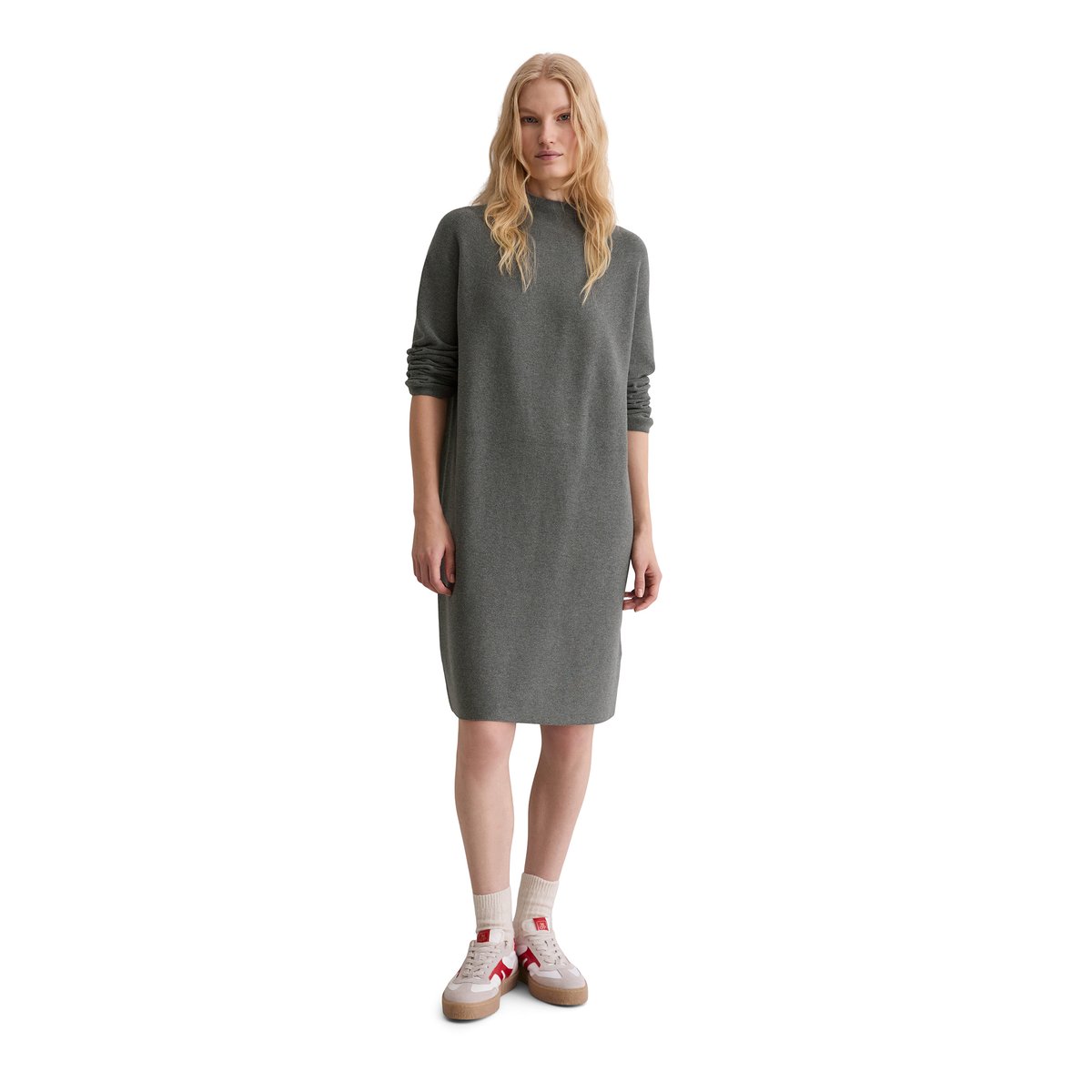 Robe en tricot seamless loose en coton bio doux gris, MARC O'POLO