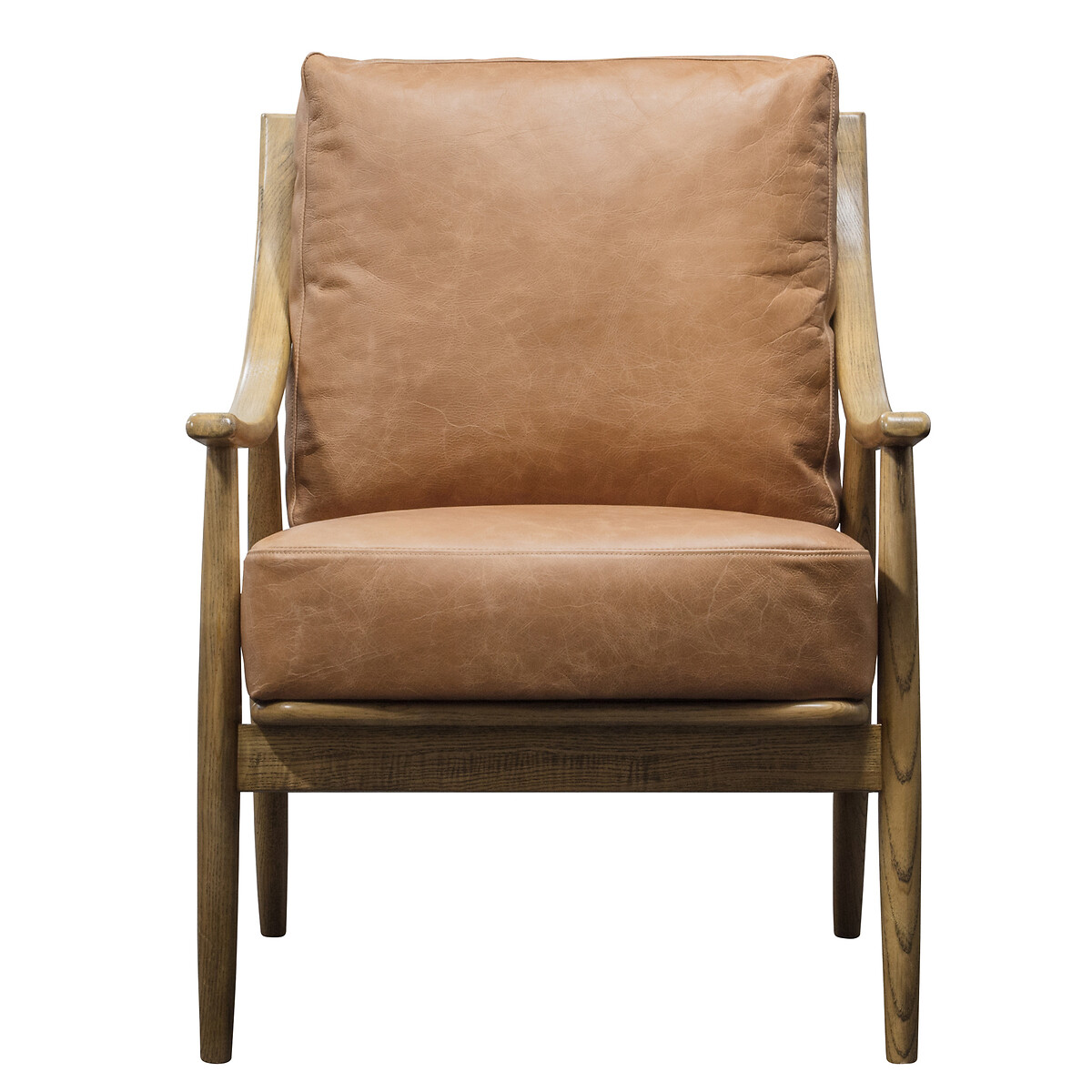 Arcot Mid Century Brown Leather Armchair with Solid Ash Frame brown , ÉDITÉ