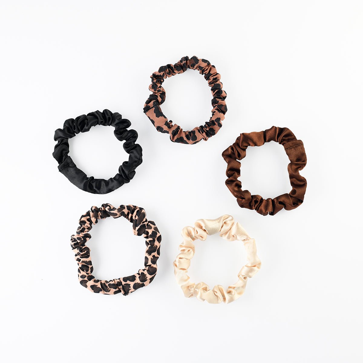 Set x5 chouchous cheveux imprimé léopard marron, BALABOOSTE