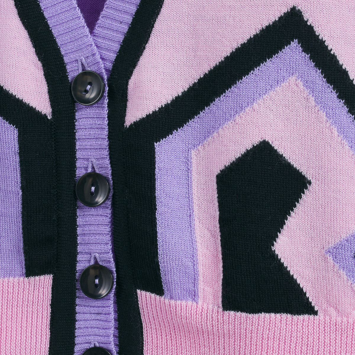 Cardigan lungo con scollo a V profondo in lana merino viola parma, BLANCHEMAILLE