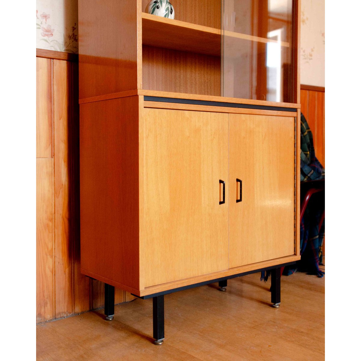 Bibliothèque vitrée contemporaine Madeleine N°740 - Bon état bois clair, DEBONGOUT