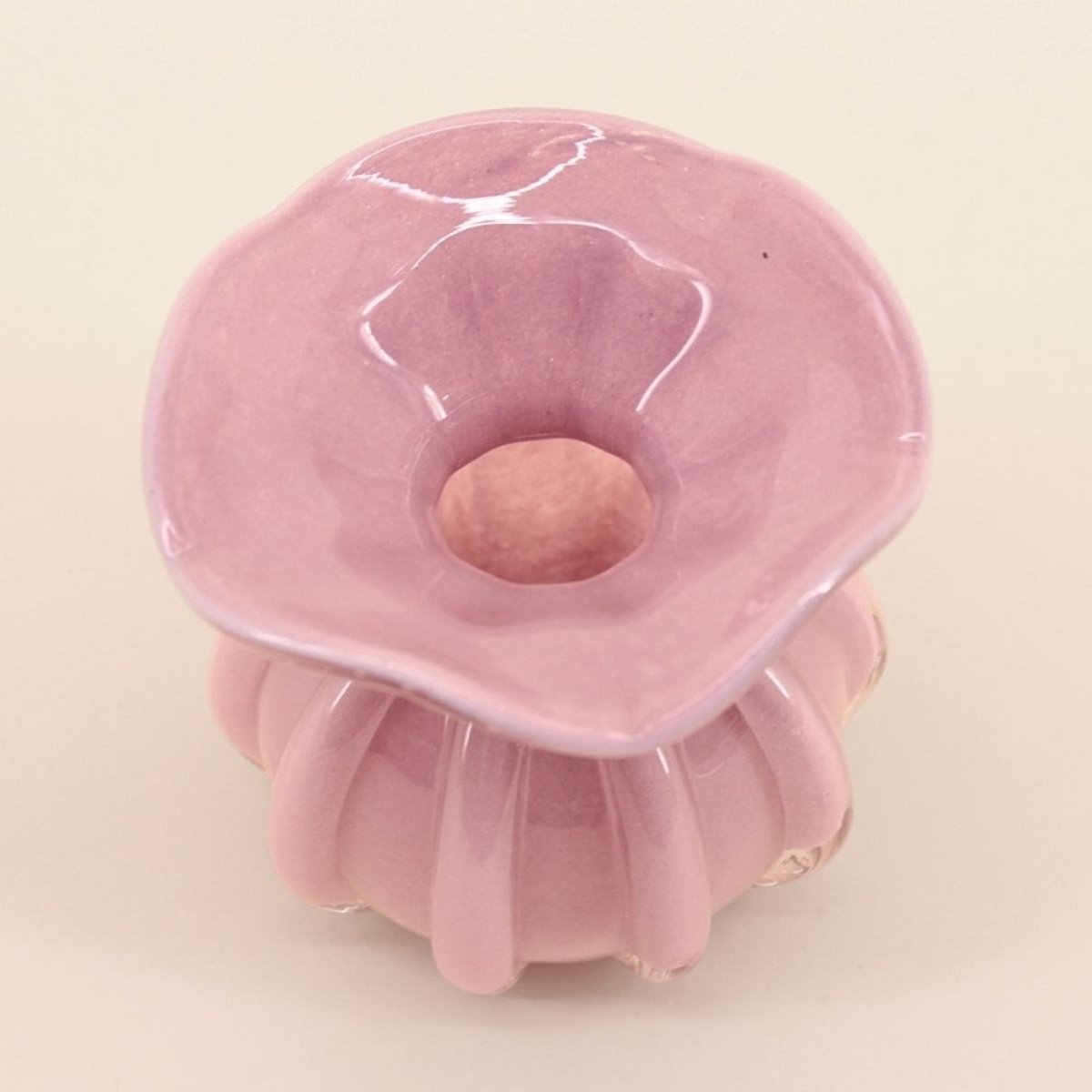 Vase boule plissé en verre, H11cm rose, DECOSTAR