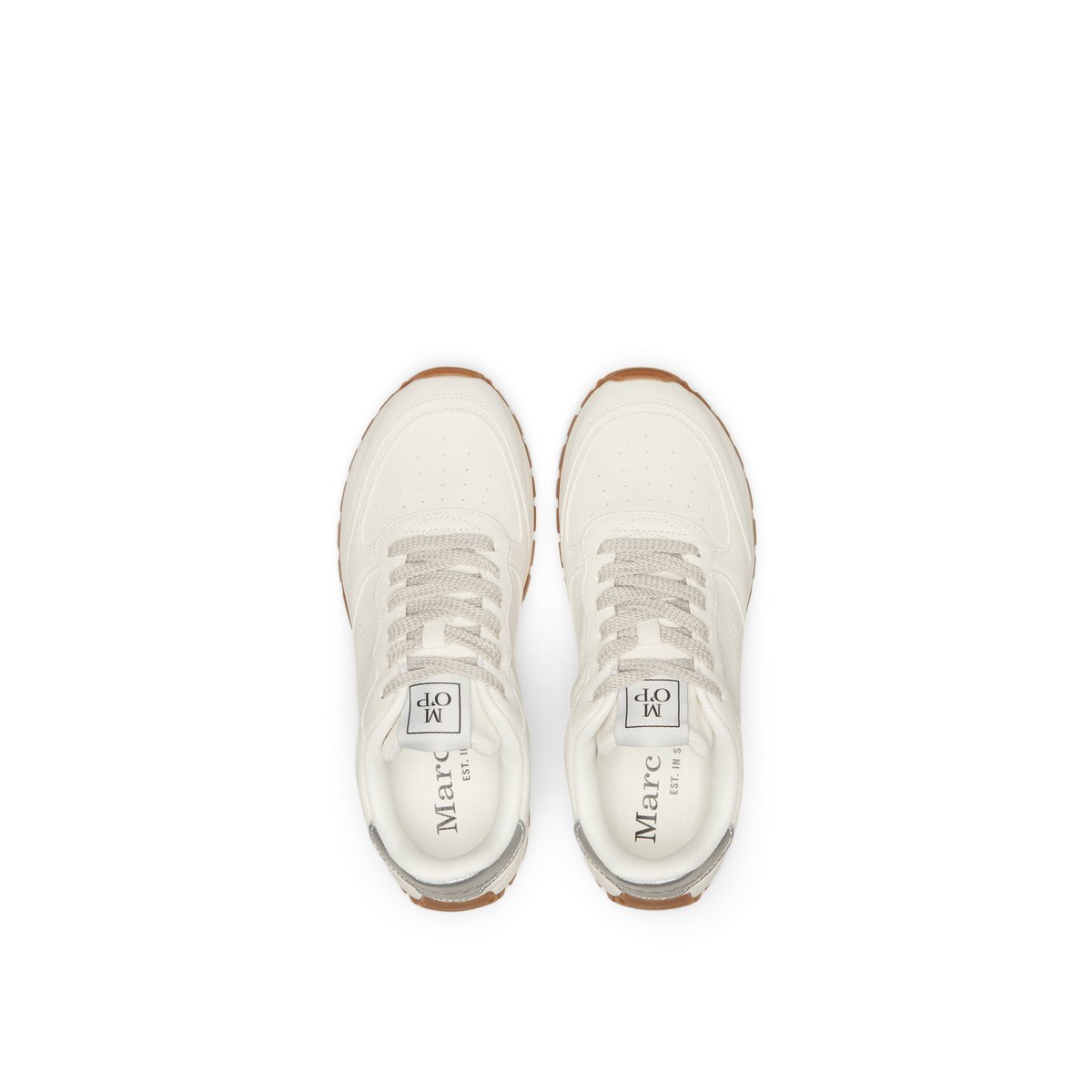 Baskets en cuir velours doux blanc, MARC O'POLO