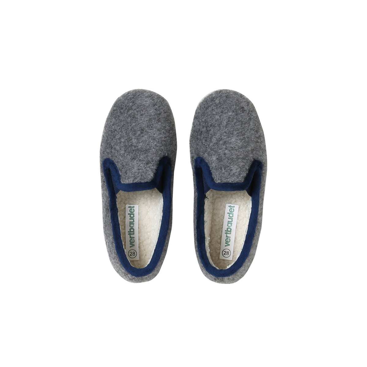 Chaussons velours élastiqués - Fabriqués en France gris, VERTBAUDET