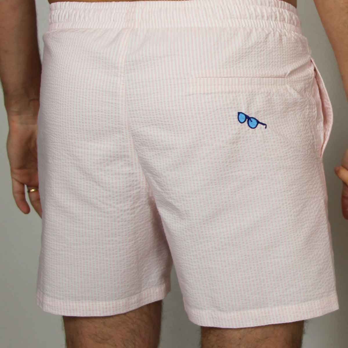 Short de bain Le Solaire Seersucker rose, VENDREDI