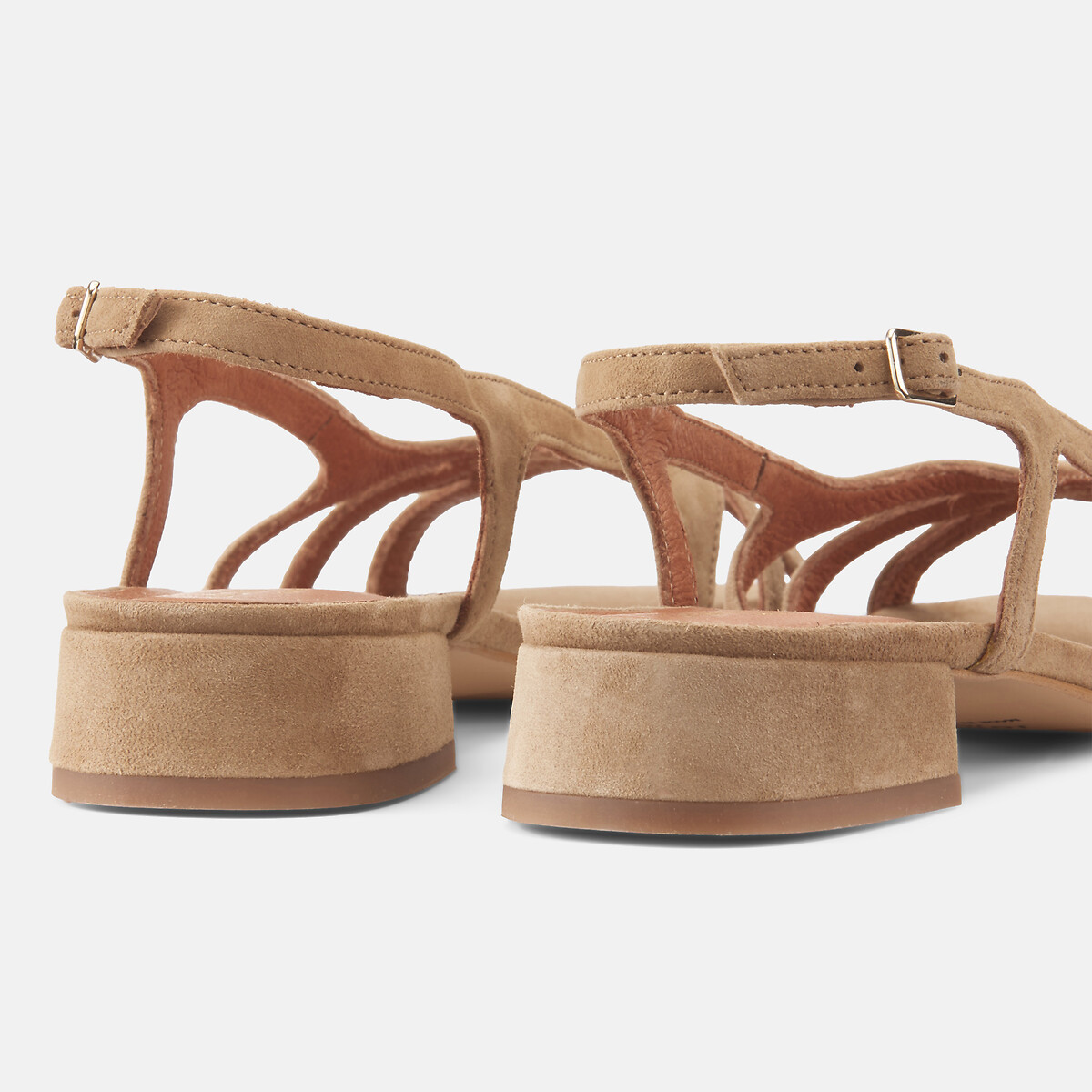 Sandali con tacco basso in pelle scamosciata Argos cammello, JONAK