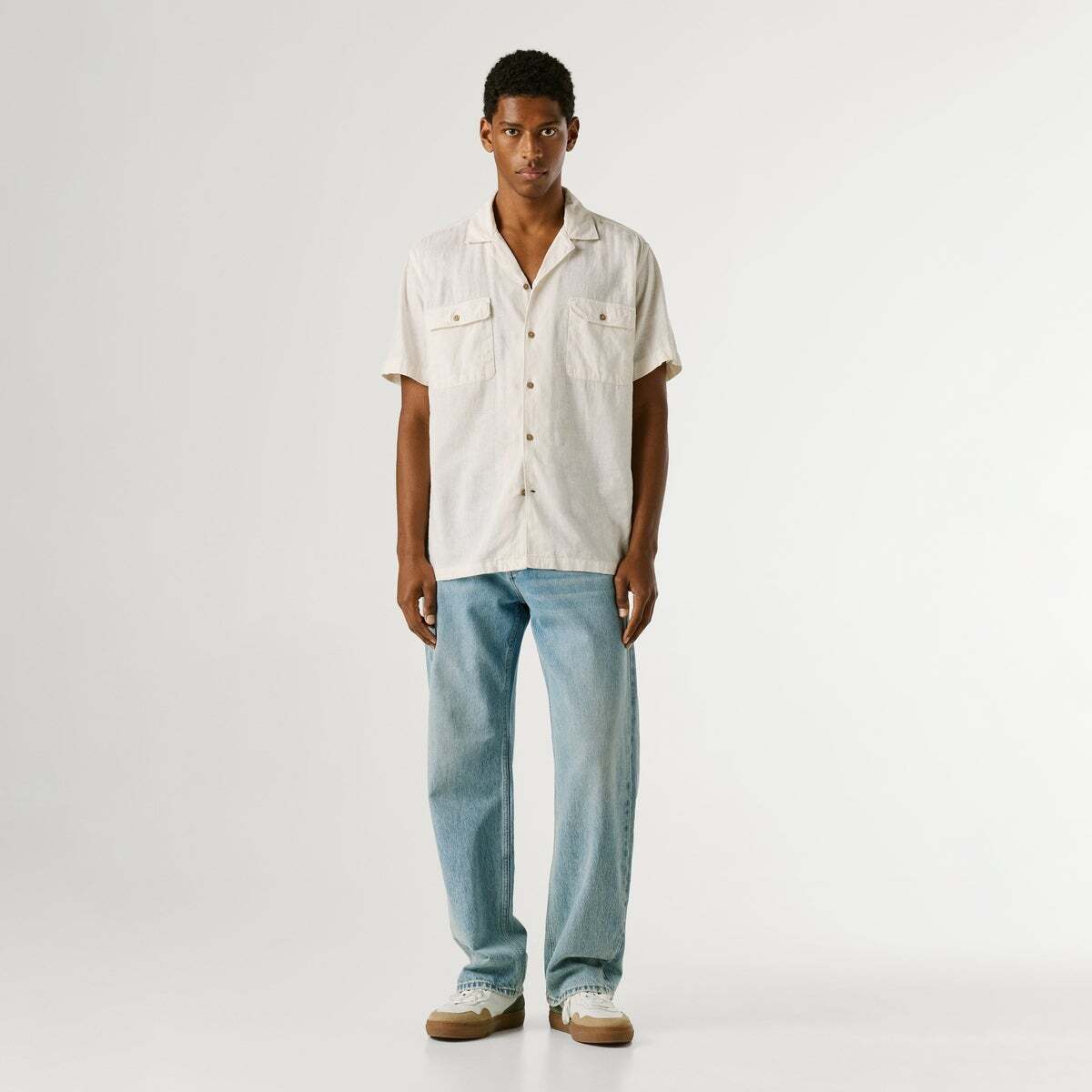 Chemise À Col Cubain blanc ivoire, PEPE JEANS