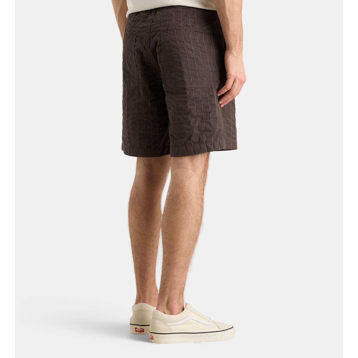 Bermuda droit sibermu seersucker rayé coton marron et bleu, GALERIES LAFAYETTE
