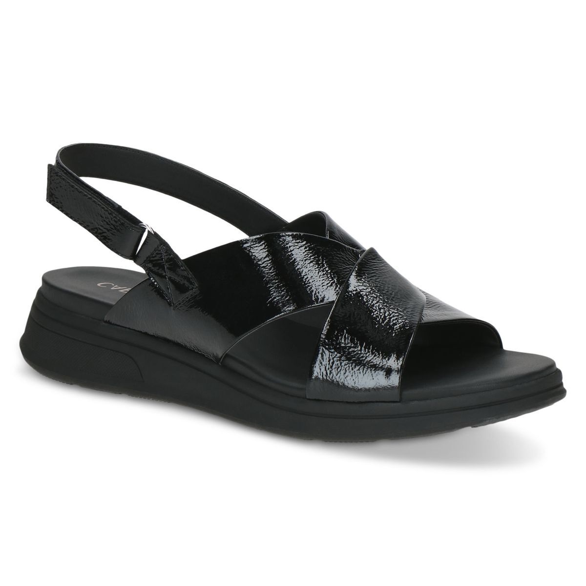 Sandale en cuir noir mat, CAPRICE