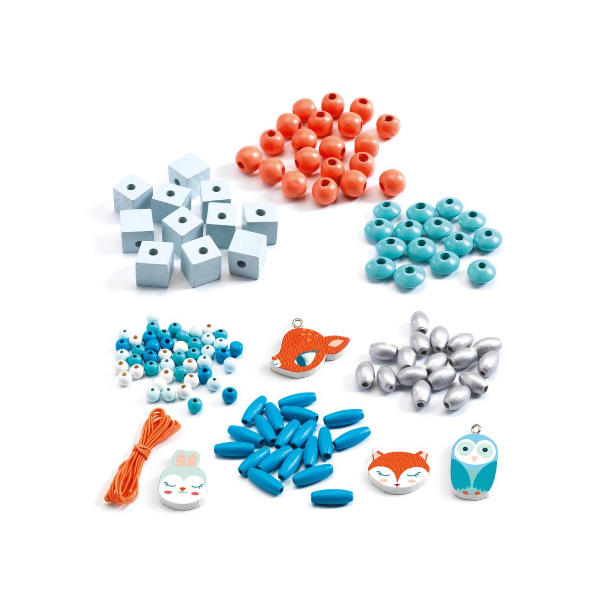 Perles et bijoux - Perles bois - Petits animaux multicolore, DJECO
