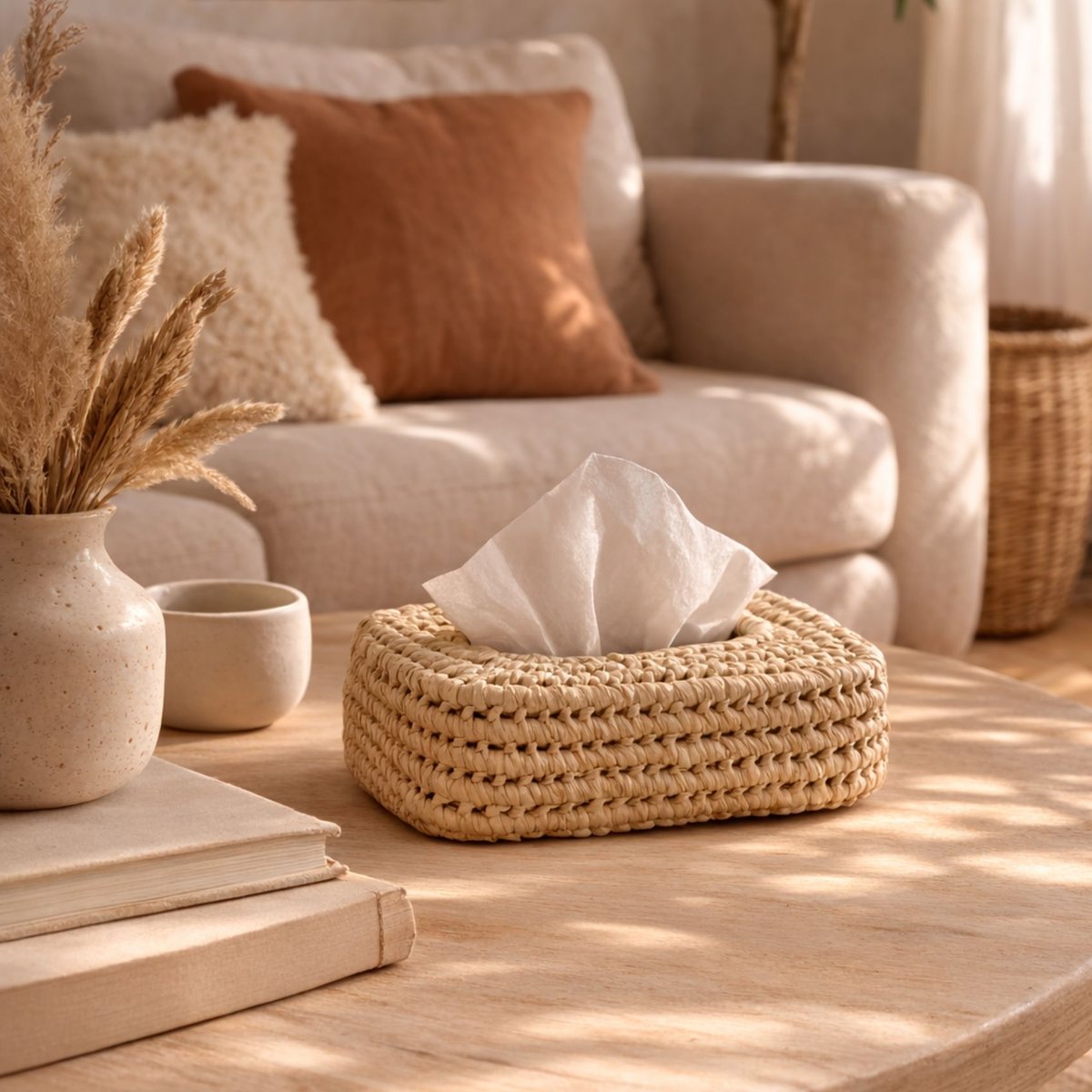 Boite à mouchoir feuilles de palmier ajourées - LOJI naturel, HOME MAISON
