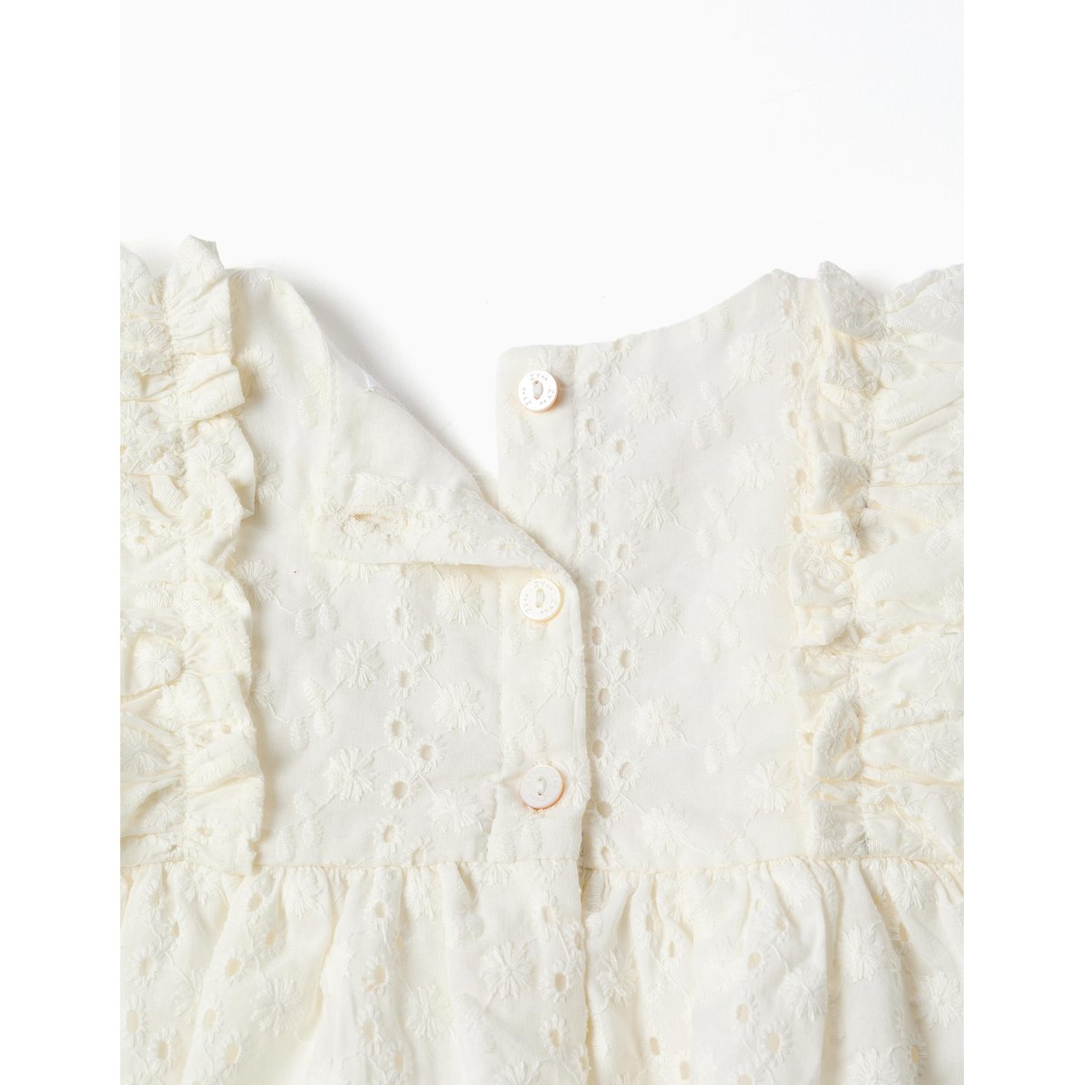 Blouse en coton avec broderie anglaise et volants blanc, ZIPPY