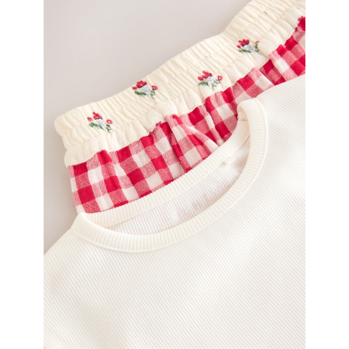 Pyjama large vichy rouge/écru, NEXT