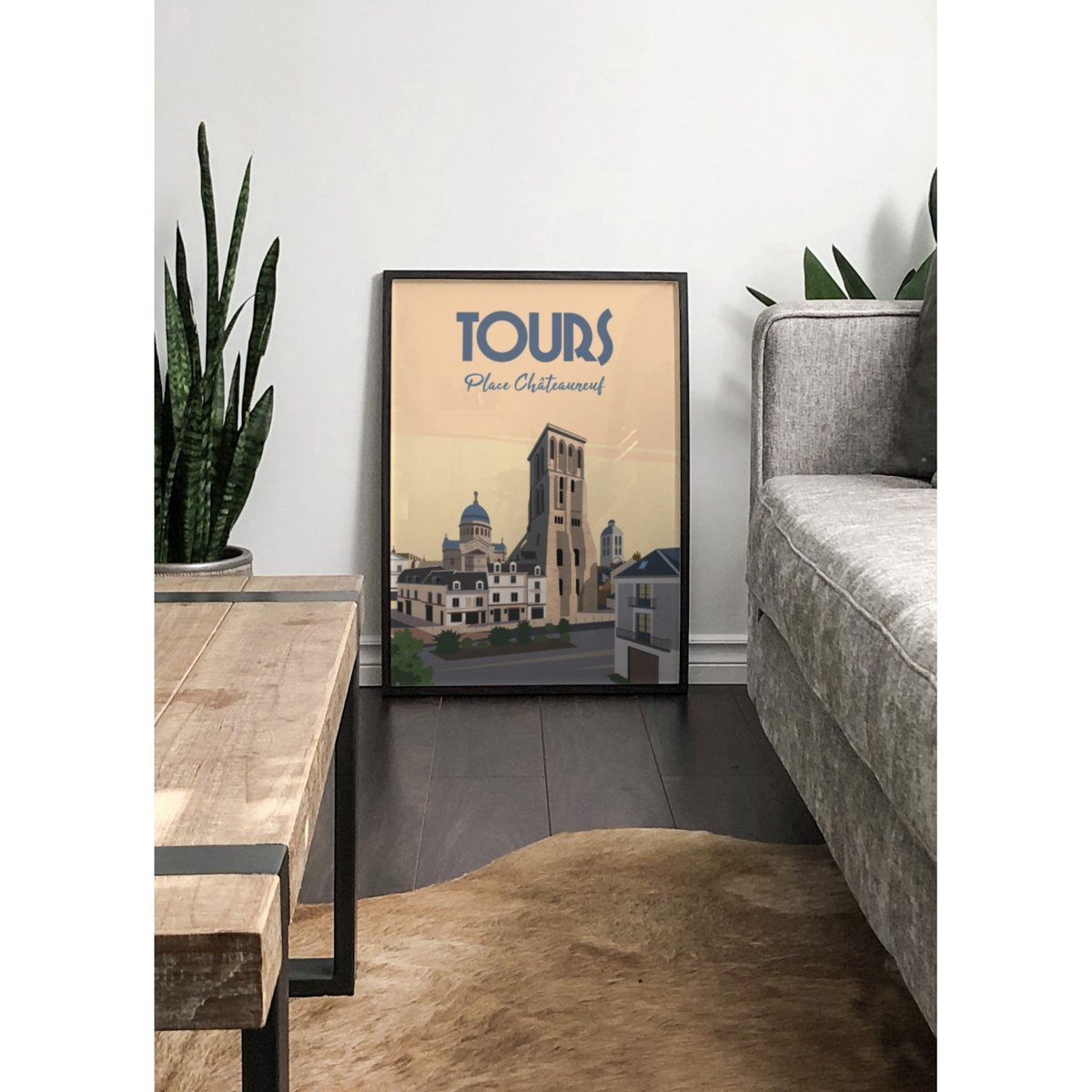 Affiche ville Tours Place Châteauneuf blanc, L'AFFICHERIE