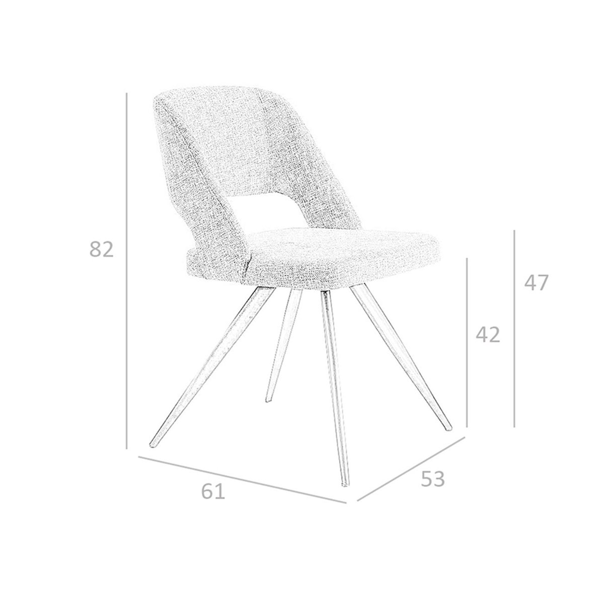 Chaise pivotante en tissu gris | noir, ANGEL CERDA