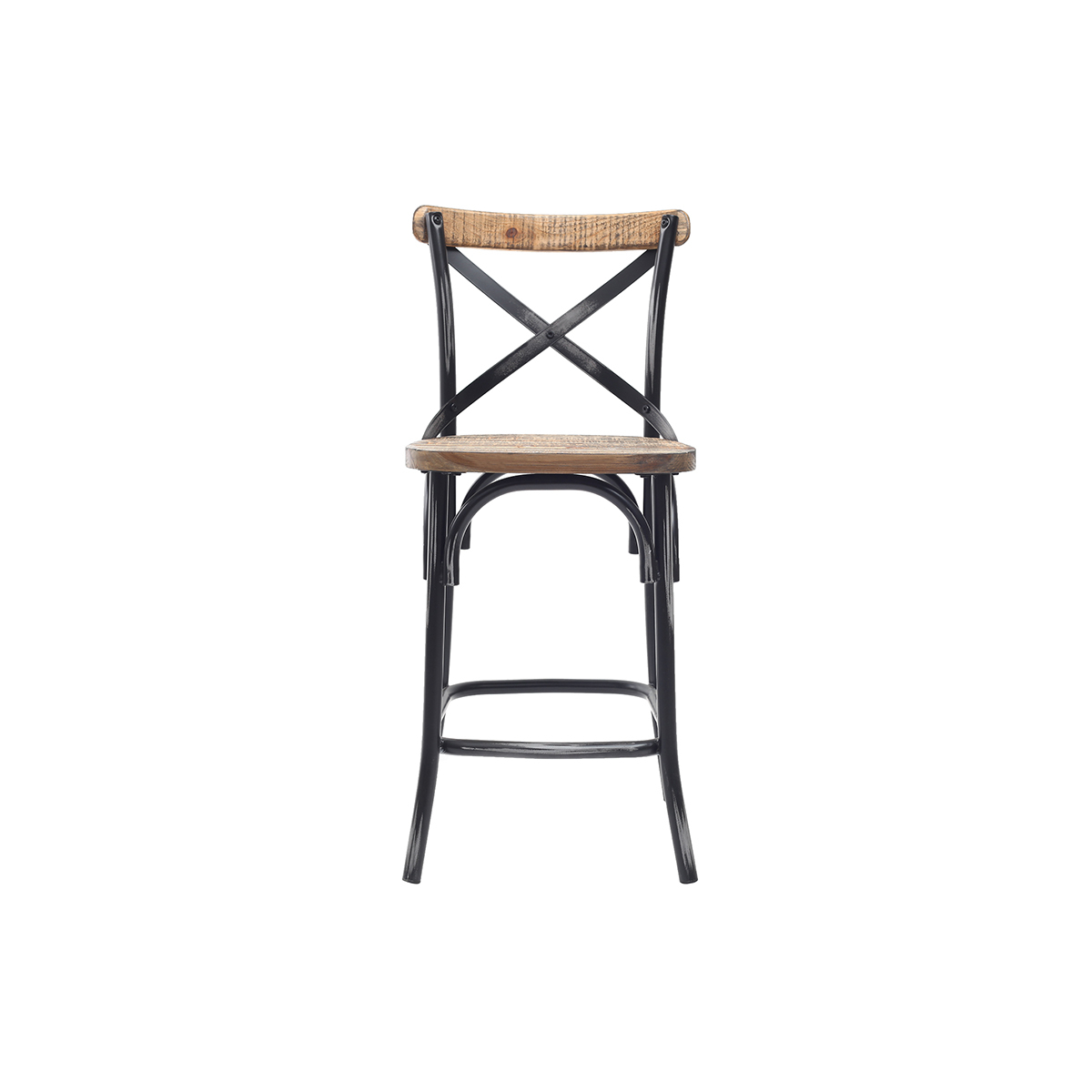 Tabouret de bar industriel en bois et métal noir 65 cm JAKE noir, MILIBOO
