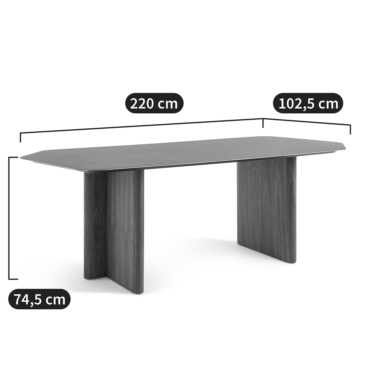 Table de repas, en céramique et noyer massif, 6 à 8 couverts, NELLA céramique blanche, AM.PM