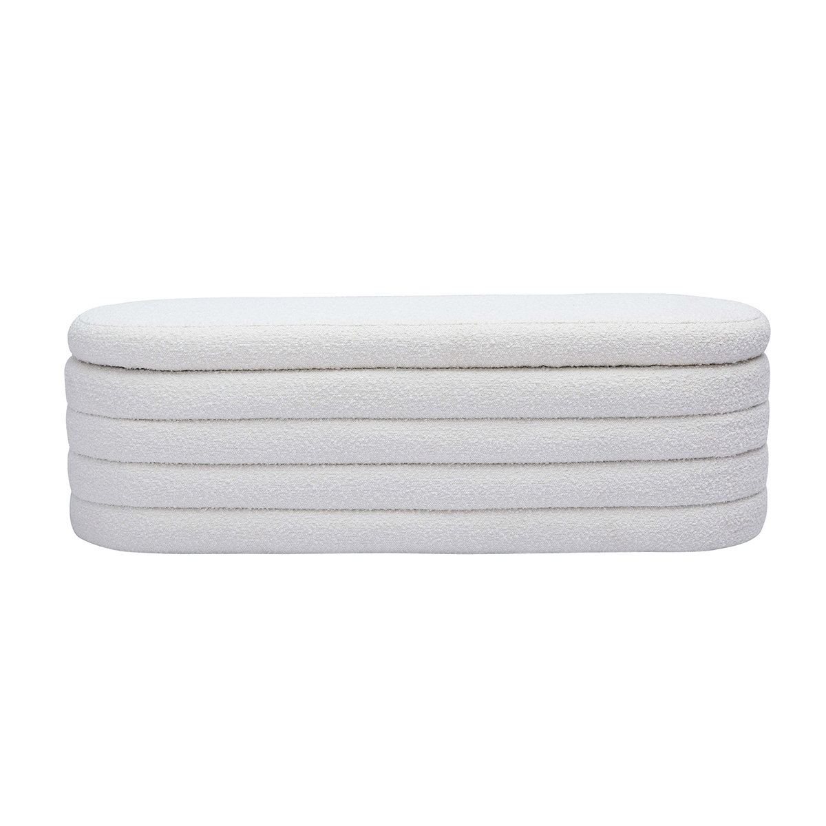 Banc coffre en tissu effet laine bouclée blanc L125 cm NAVY blanc, MILIBOO