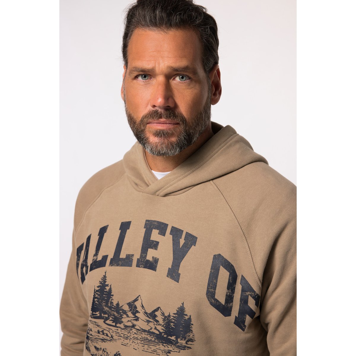 Sweat-shirt à capuche, avec poche kangourou beige foncé, JP1880